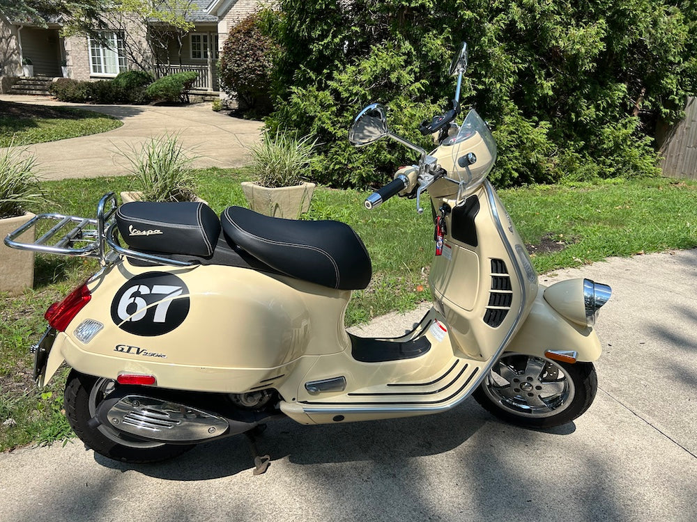 Vespa GTV Black Seat Cover with French Seams