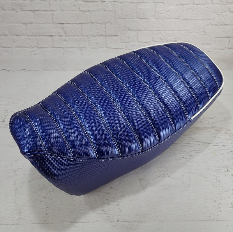 Honda Grom Blue Carbon Fiber Padded Tuck and Roll Seat Cover