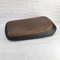Side view of the brown crocodile-textured handmade by Cheeky Seats 