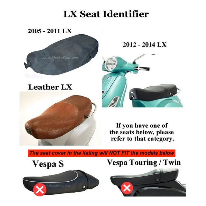 Vespa LX RED Diamond Stitched Seat Cover, Handmade in the USA