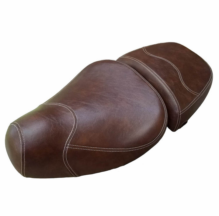 Vespa LXV Distressed Whiskey Brown Seat Cover Handmade French Seams