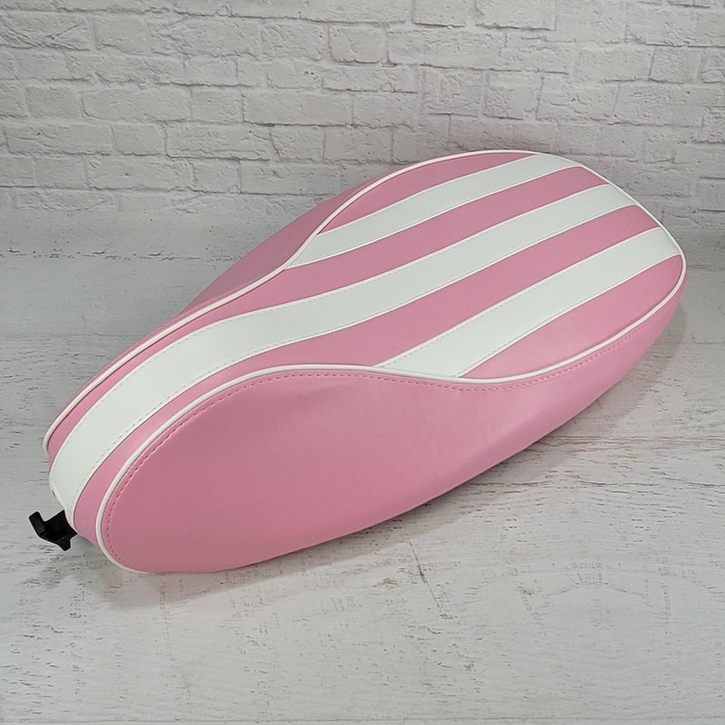 Vespa Sprint / Primavera Pink and White Stripes Seat Cover