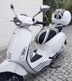 Vespa Sprint / Primavera Black and Gray Union Jack Seat Cover