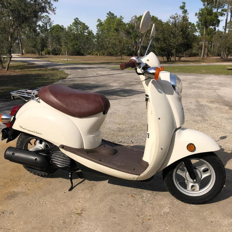 Honda Metropolitan CH50 Distressed Whiskey Brown Seat Cover French Seams