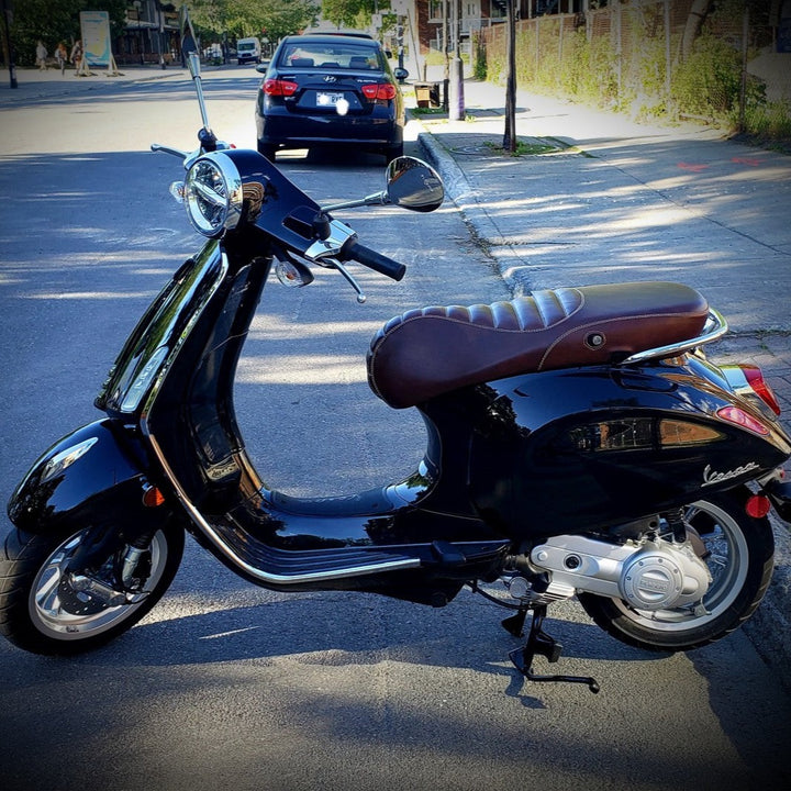 READY TO SHIP!  Padded Distressed Whiskey Vespa Sprint Primavera Seat Cover
