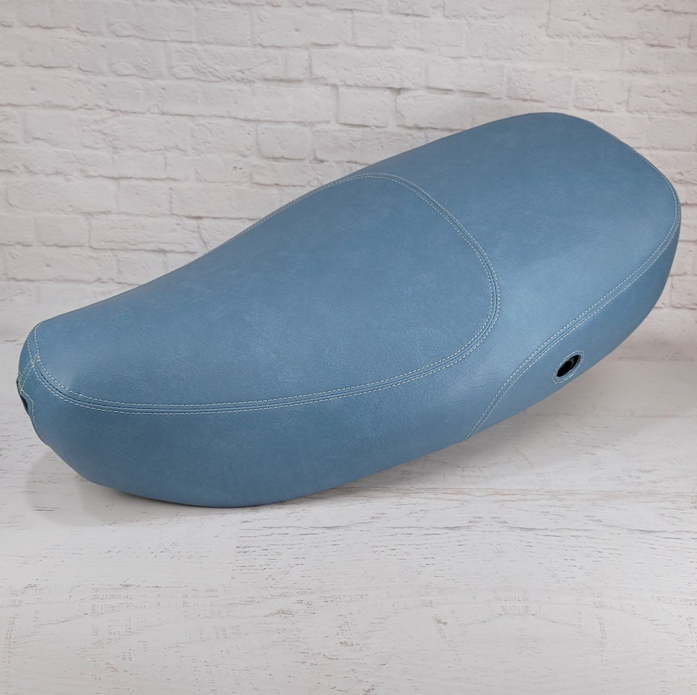 READY TO SHIP Vespa LX Distressed Blue Seat Cover French Seams